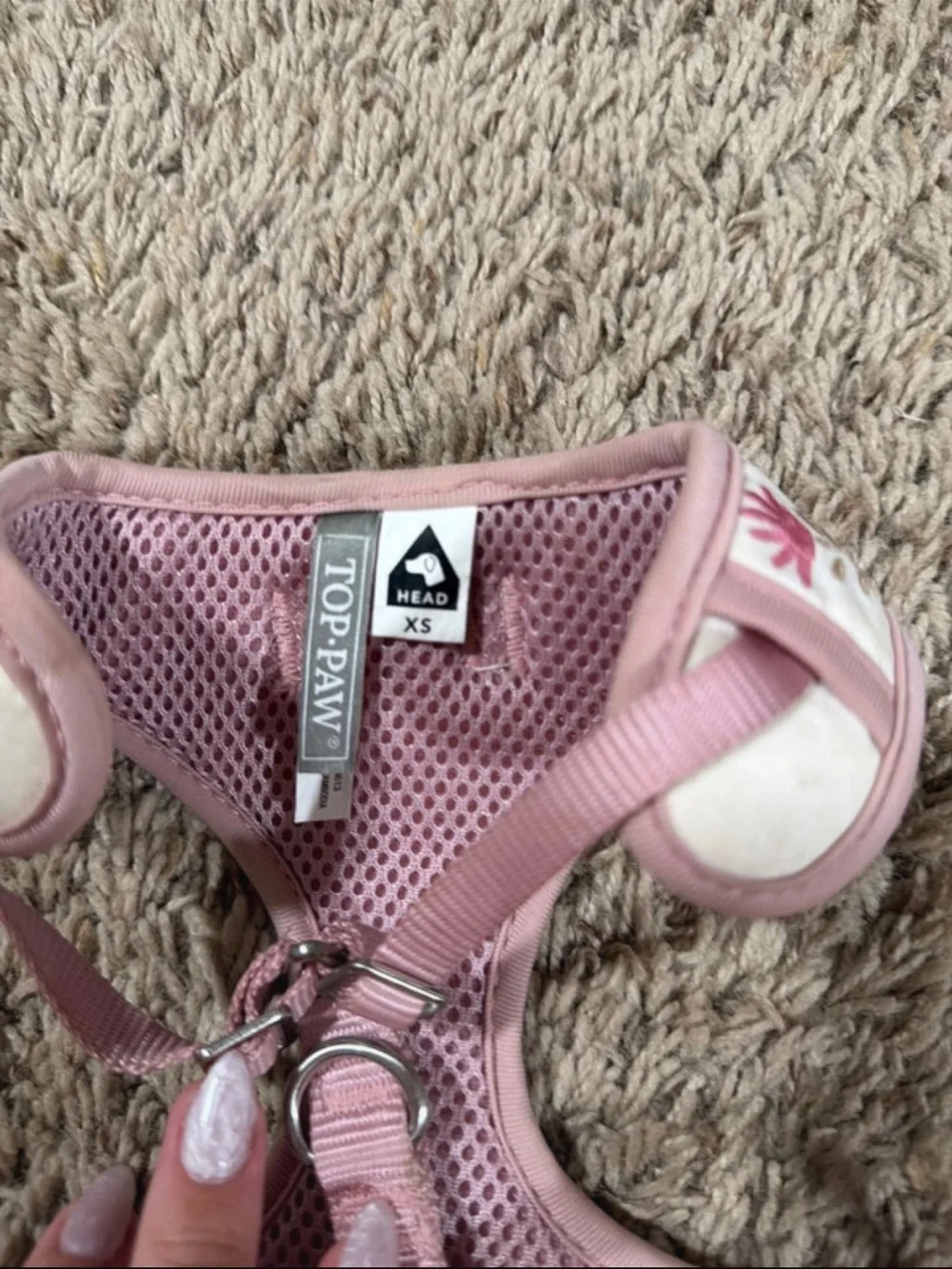 Pink Floral Soft Padded Pet Harness XS